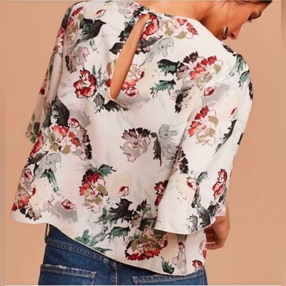 Aritzia Wilfred ivory floral Cambrai Blouse size S Floral Women's Top Boho White - Picture 3 of 12